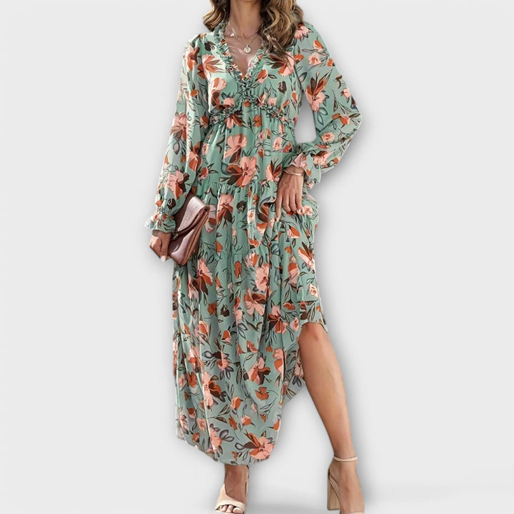 Isalene | Floral Chiffon Maxi Dress