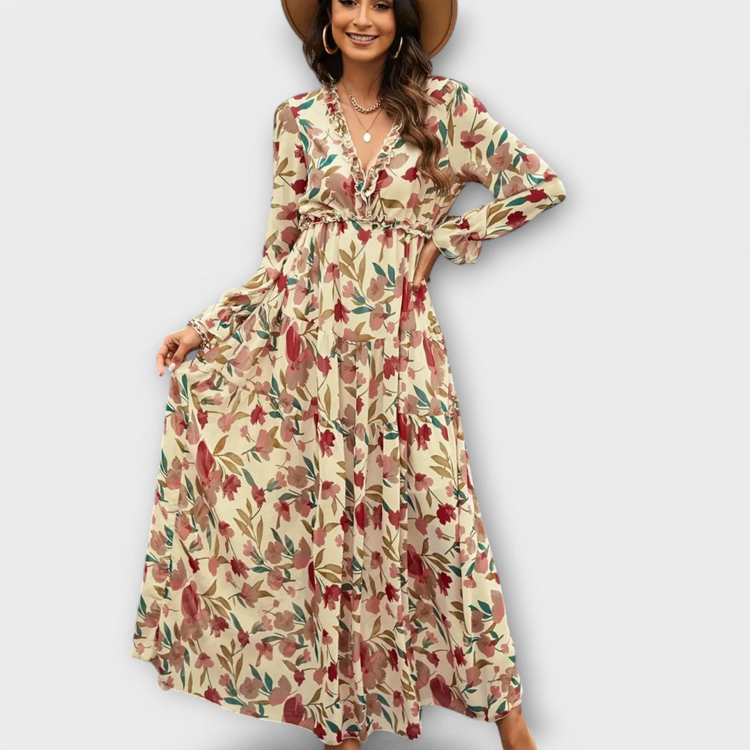 Isalene | Floral Chiffon Maxi Dress