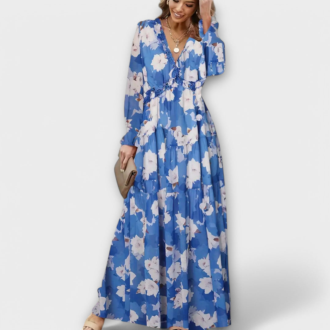 Isalene | Floral Chiffon Maxi Dress