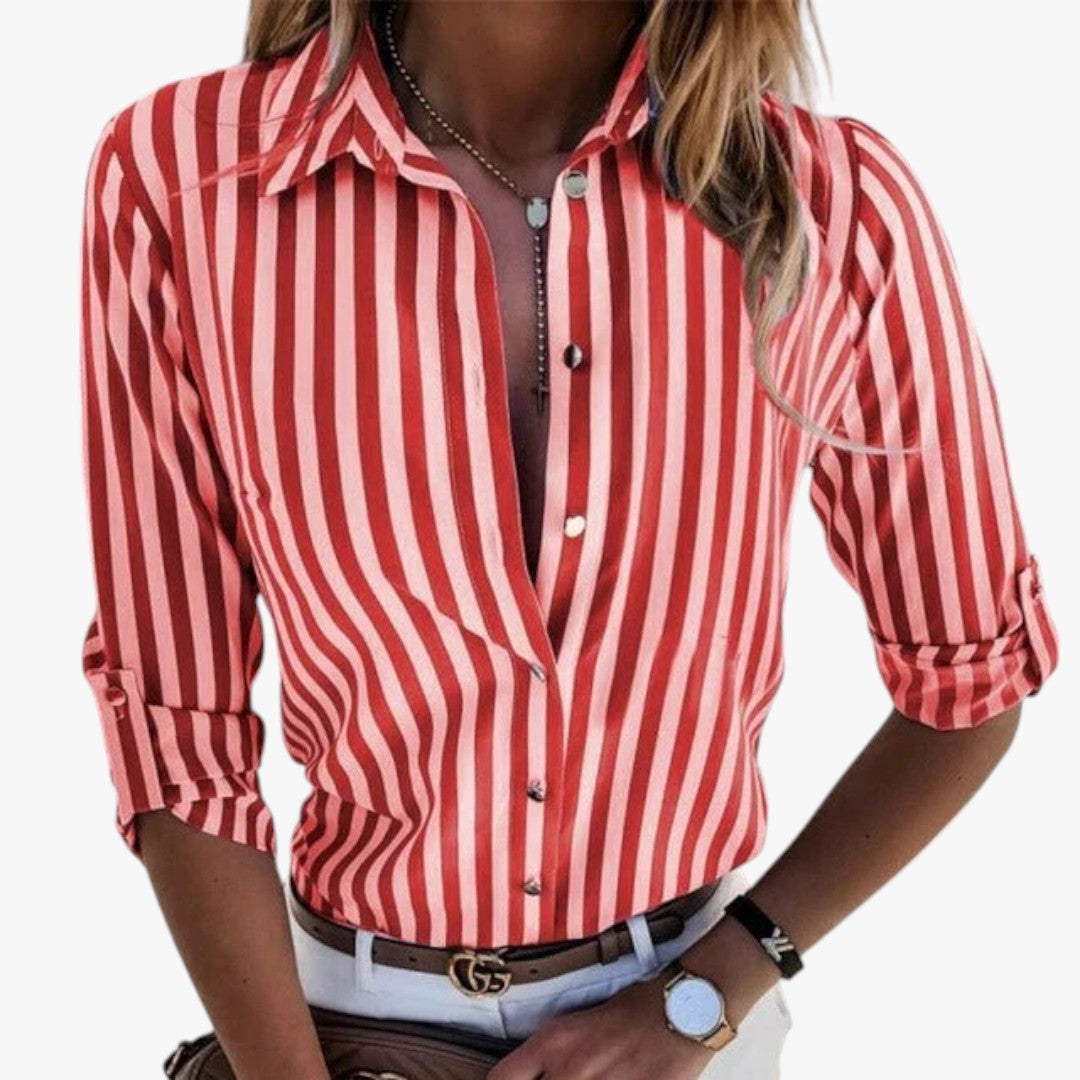 Anouk | Striped Keyhole Blouse