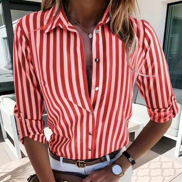Anouk | Striped Keyhole Blouse