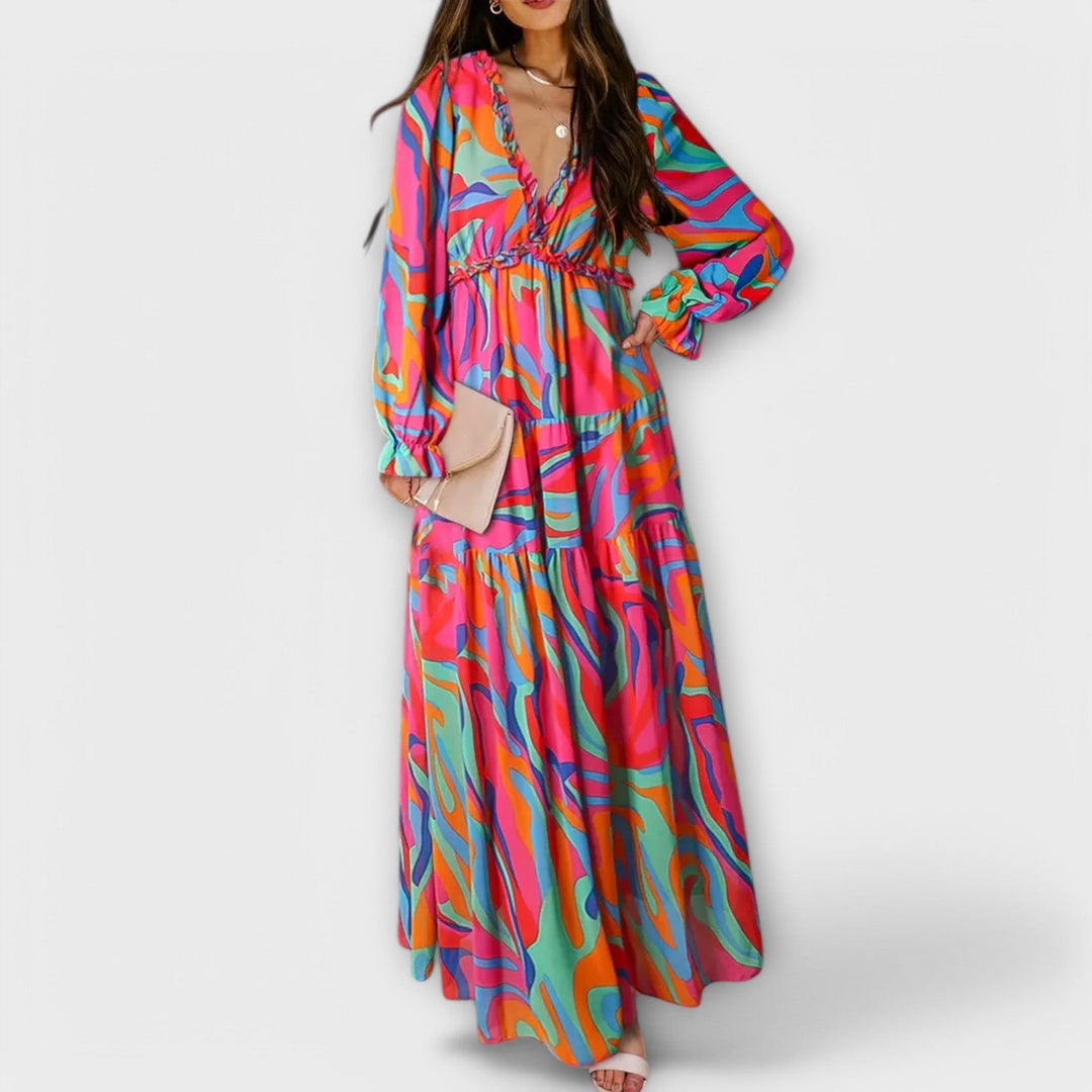 Isalene | Floral Chiffon Maxi Dress