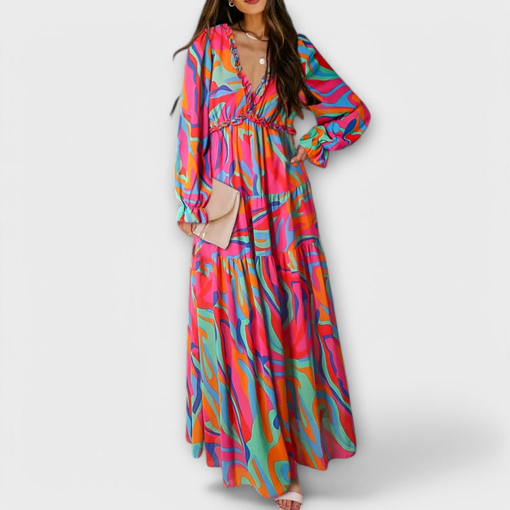 Isalene | Floral Chiffon Maxi Dress