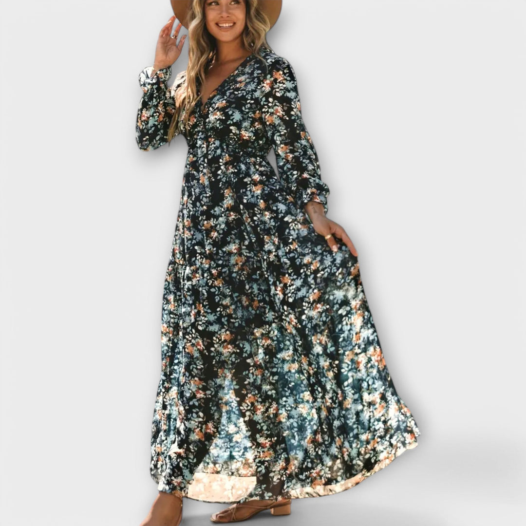 Isalene | Floral Chiffon Maxi Dress