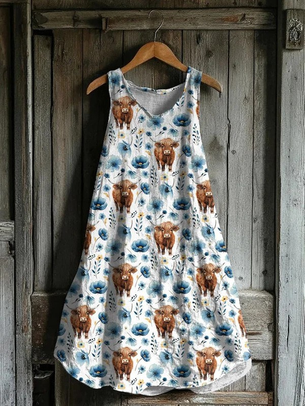 Highland Cow Floral | Tank Dress