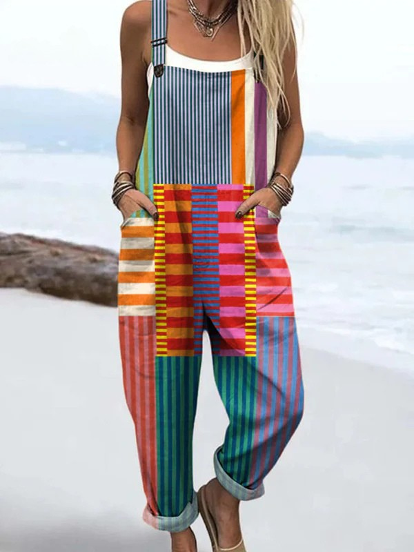 Geometric Patch Art | Wide Leg Jumpsuit