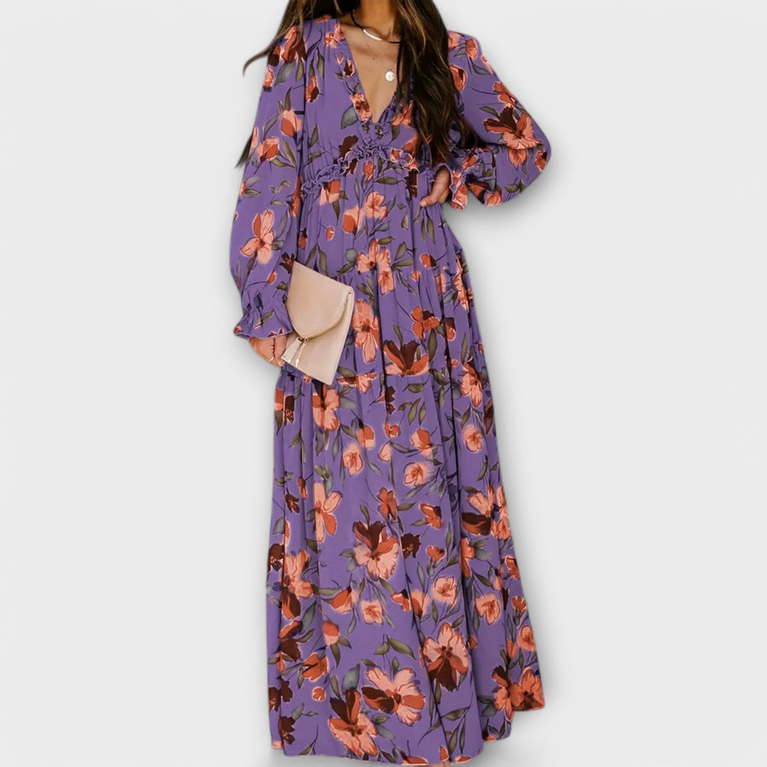 Isalene | Floral Chiffon Maxi Dress