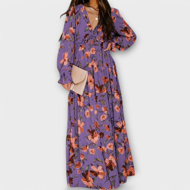 Isalene | Floral Chiffon Maxi Dress