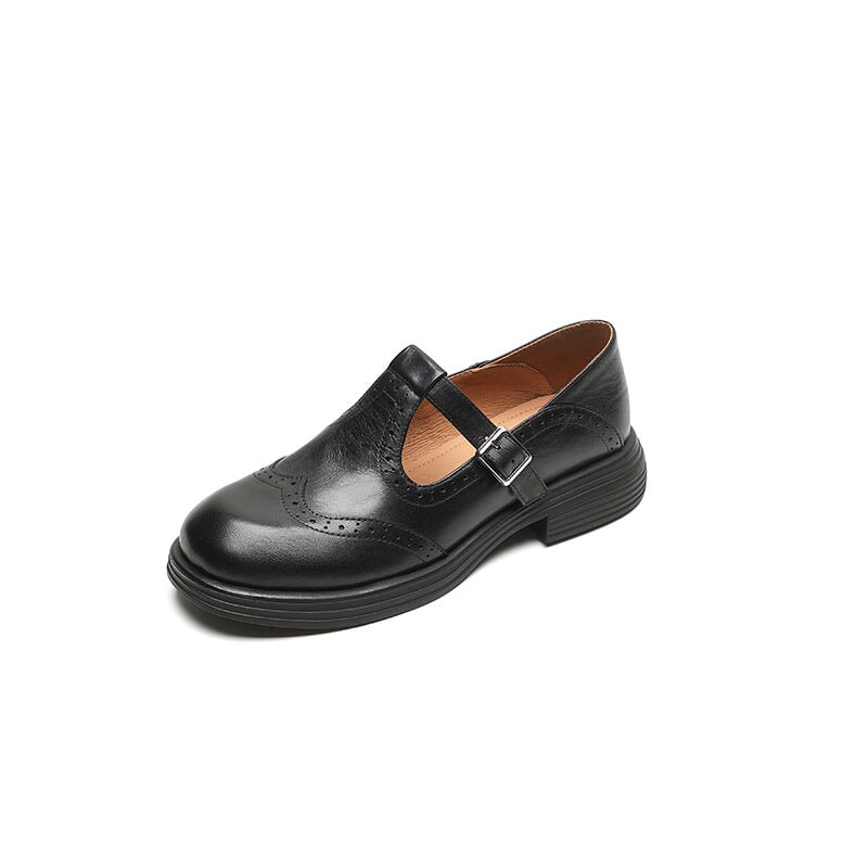Delphine | Retro Brogue Leather Shoes