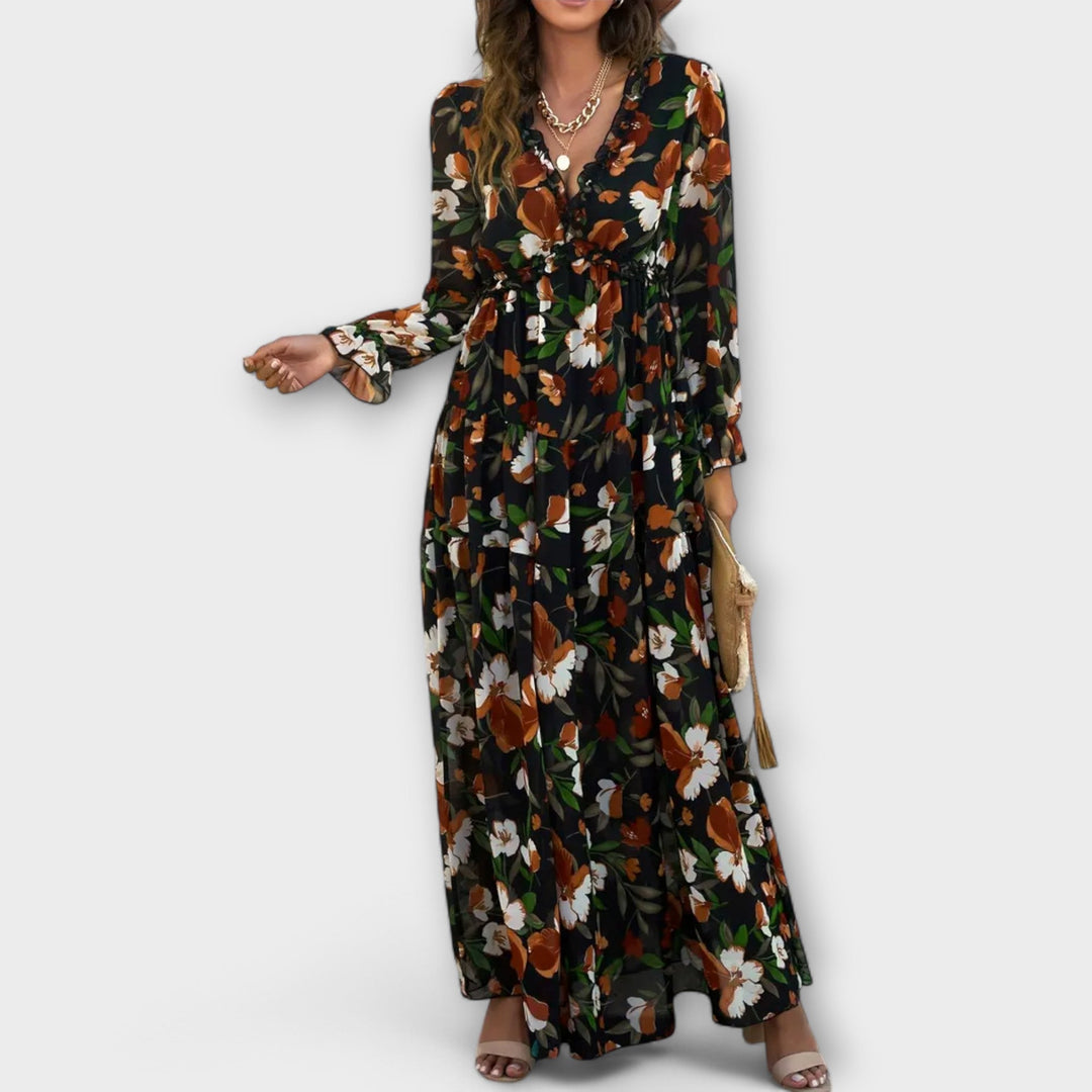 Isalene | Floral Chiffon Maxi Dress