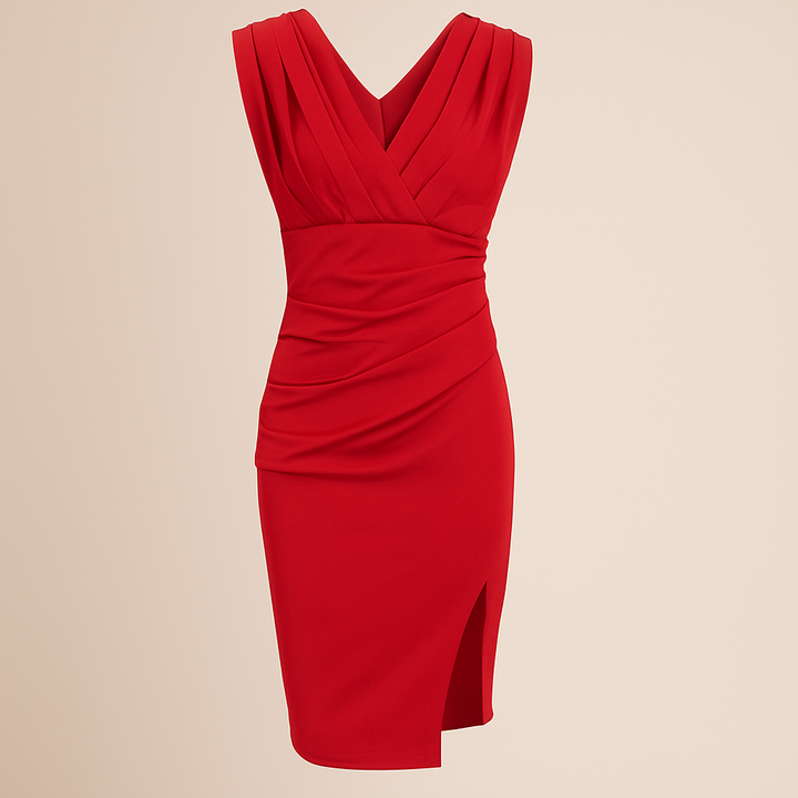EVAENA | V-Neck Slit Dress