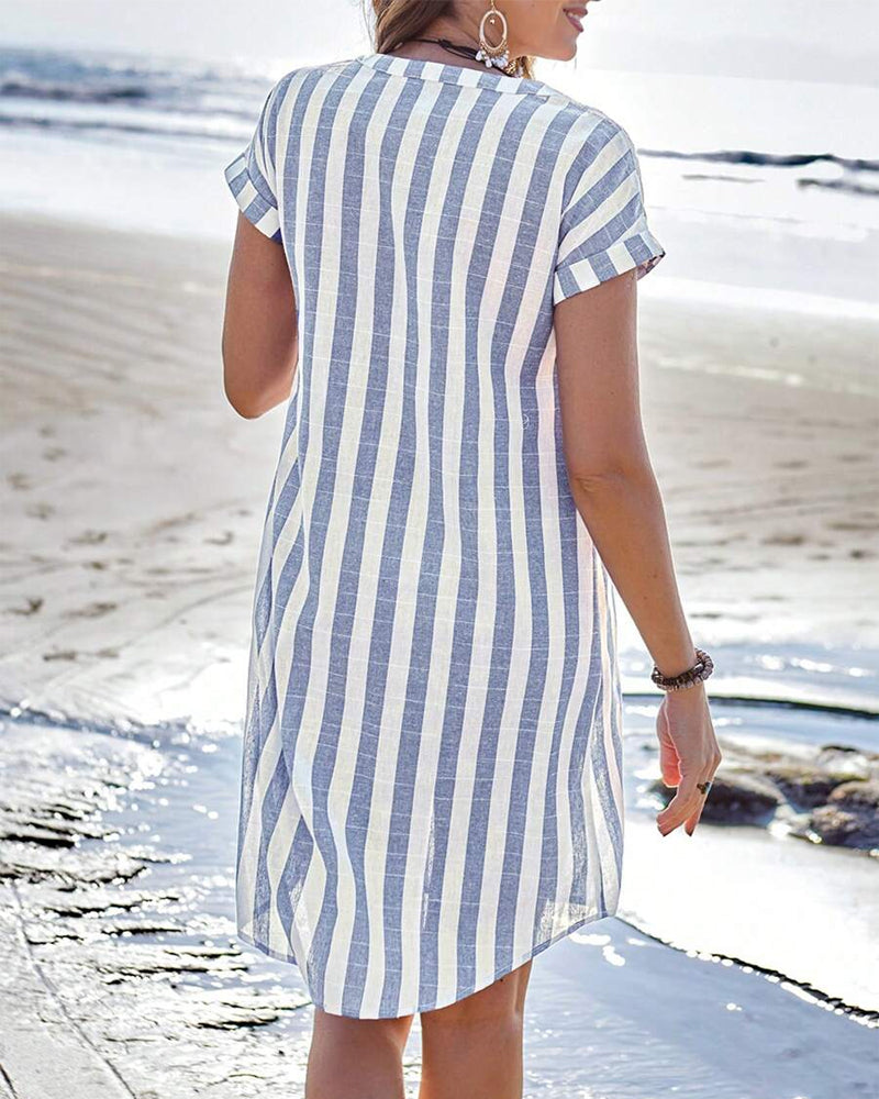 Esmée | Striped Mandarin-Collar Dress