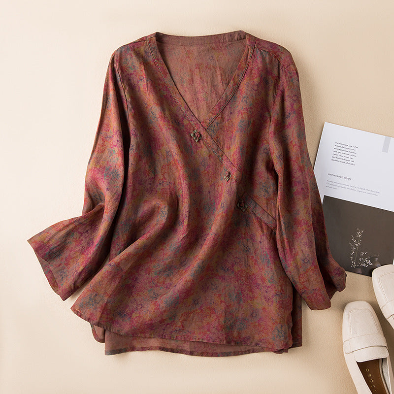 Soraya | Floral Linen Blouse