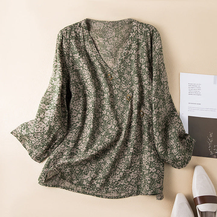 Soraya | Floral Linen Blouse