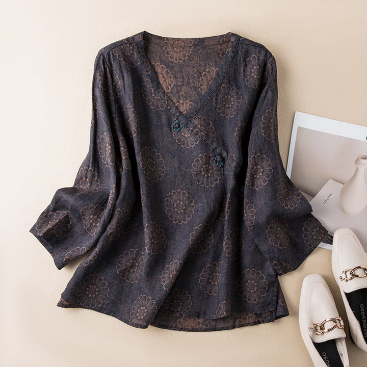 Soraya | Floral Linen Blouse