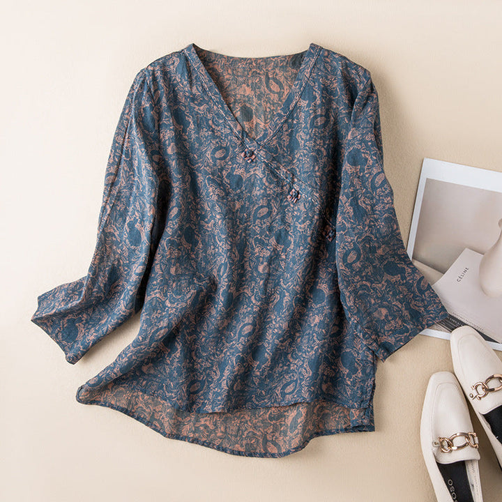 Soraya | Floral Linen Blouse