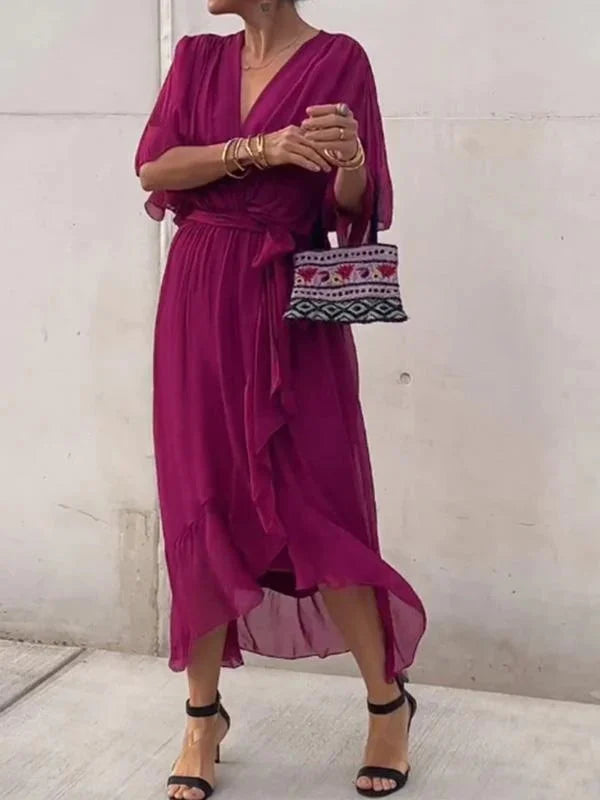 Delcie | V-Neck Chiffon Dress