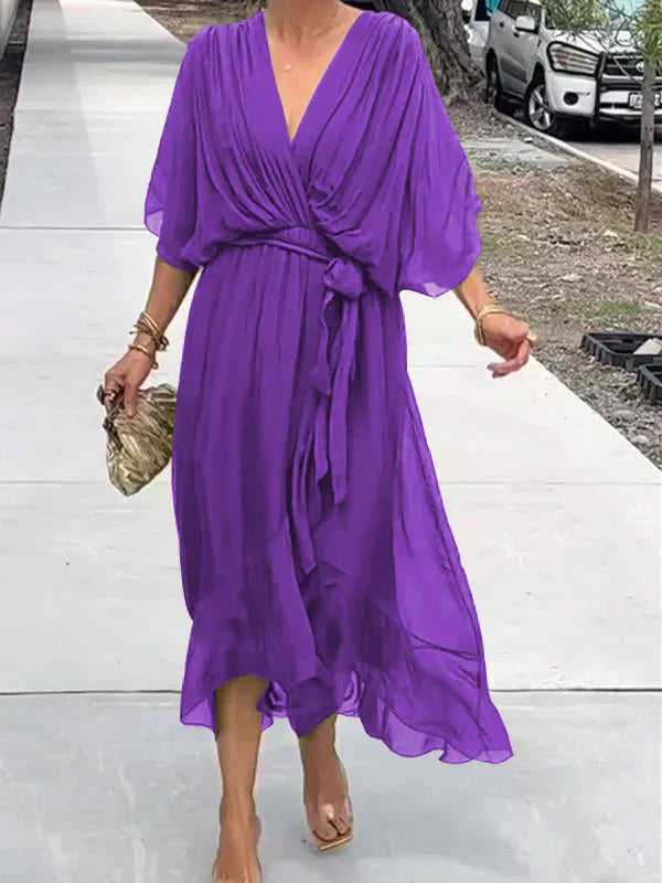 Delcie | V-Neck Chiffon Dress