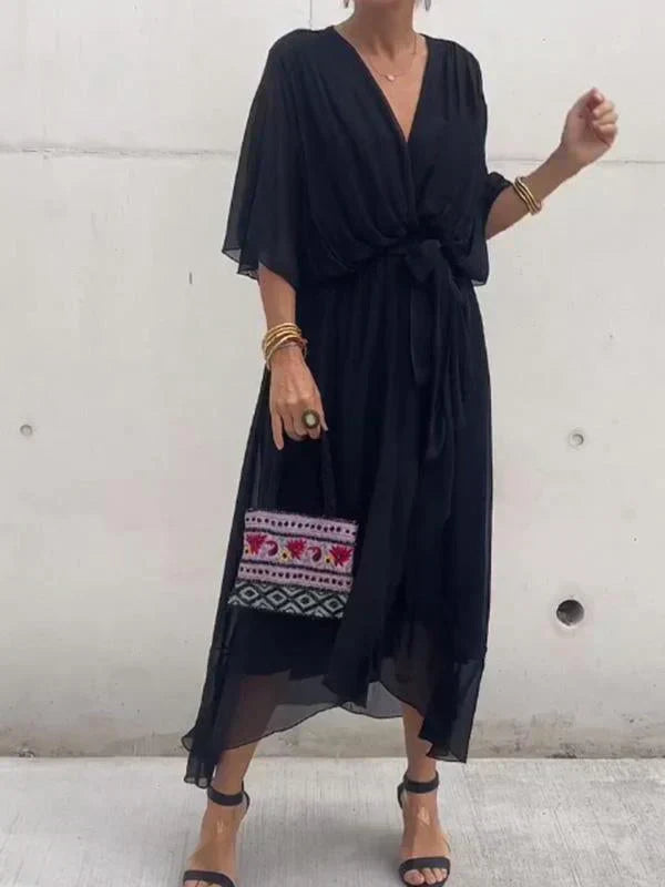 Delcie | V-Neck Chiffon Dress