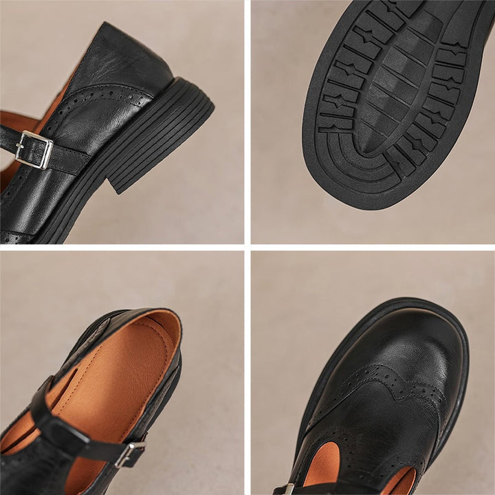 Delphine | Retro Brogue Leather Shoes