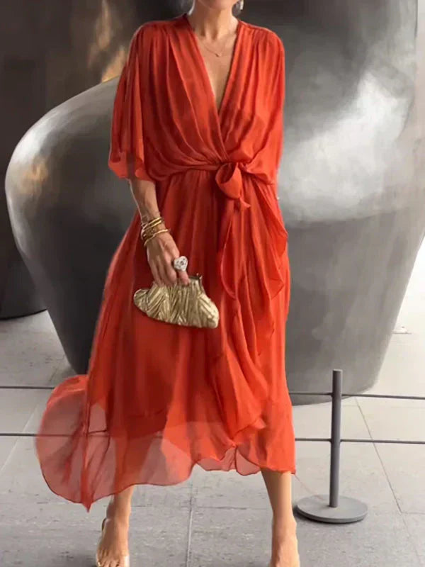 Delcie | V-Neck Chiffon Dress