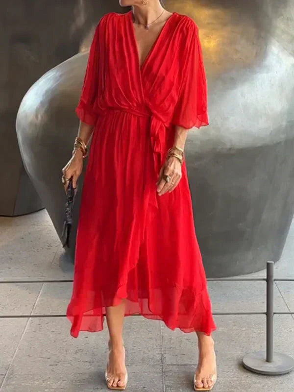 Delcie | V-Neck Chiffon Dress