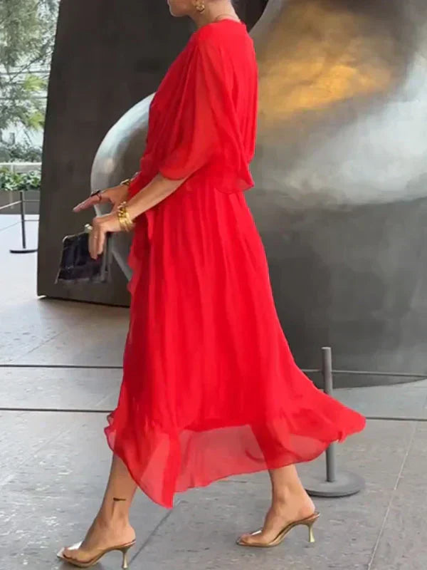Delcie | V-Neck Chiffon Dress